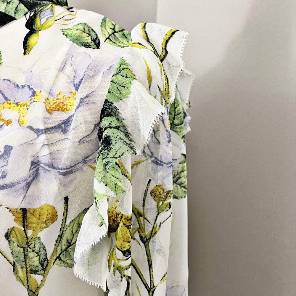 NEW White House Black Market WHBM Romantic Chiffon Floral Blouse - Picture 6 of 9